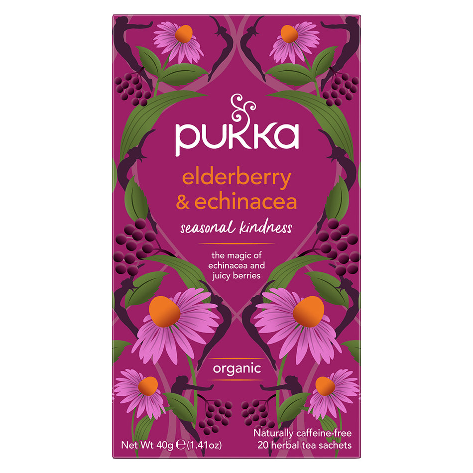 Pukka Herbs Organic Elderberry & Echinacea 20 Tea Bags - MicroBio Health™