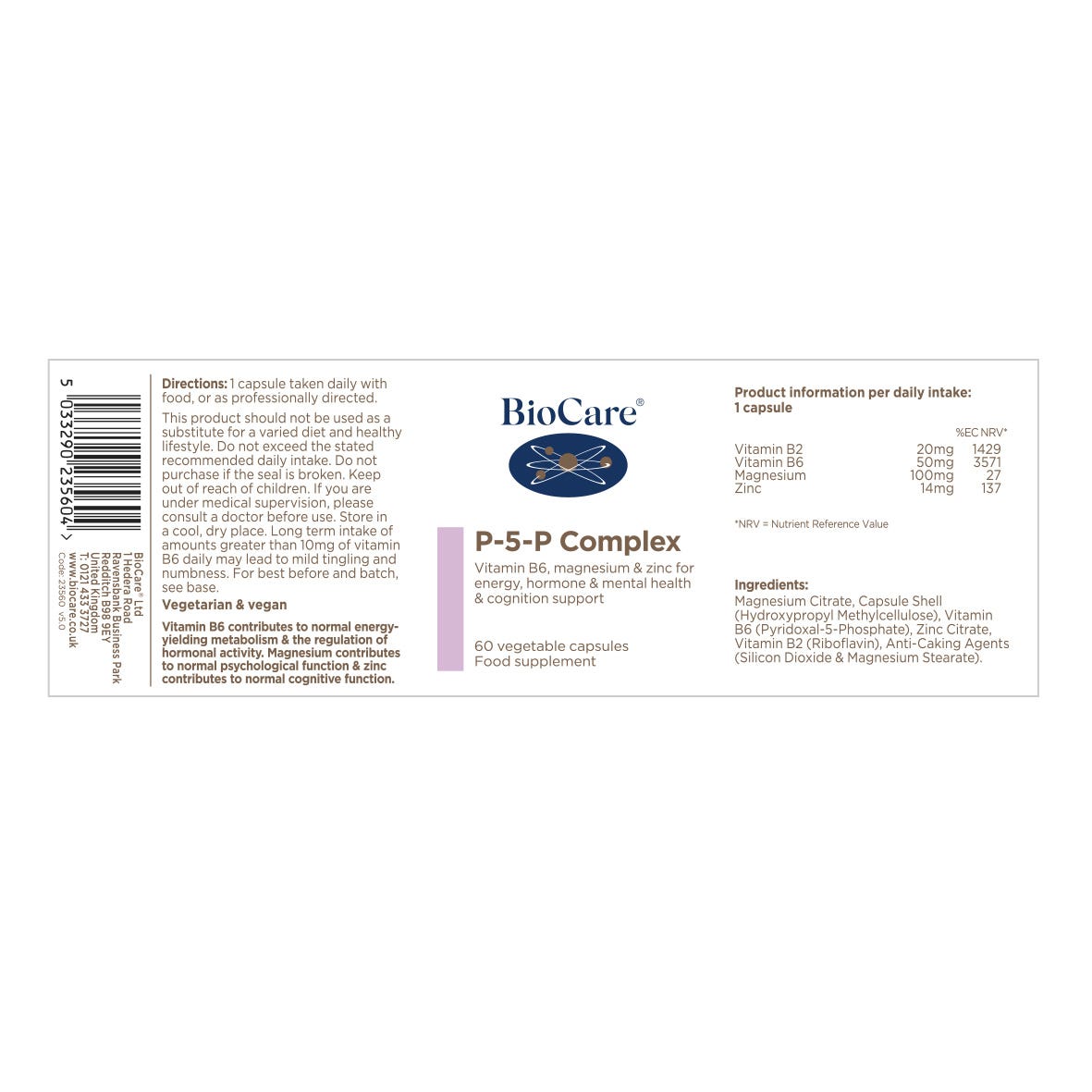 Biocare P-5-P Complex 60 - MicroBio Health