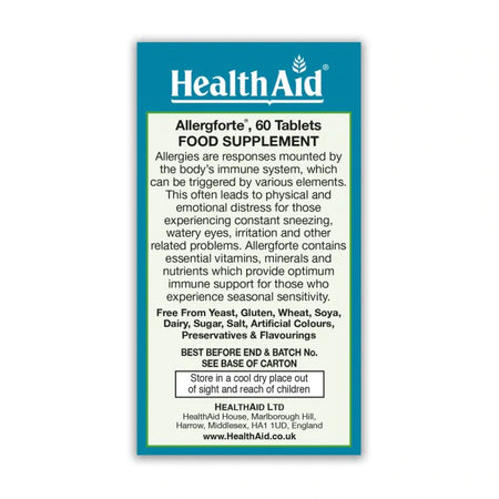 Health Aid Allergforte 60 tabs - MicroBio Health
